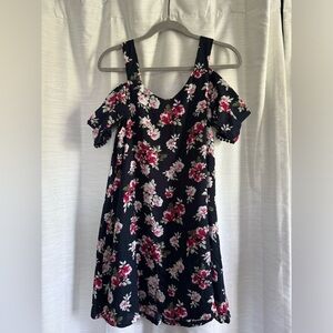 Blue Rain (Francesca’s) Blue and Pink Floral Cold Shoulder Dress